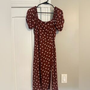 Francesca’s floral rust dress with slit size small